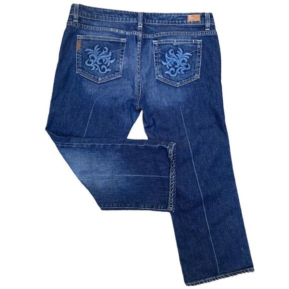 PAIGE LAUREL CANYON CROP FLORAL EMBROIDERY MIDNIGHT ROCKER CREASE WC032 33x23 - Picture 3 of 14